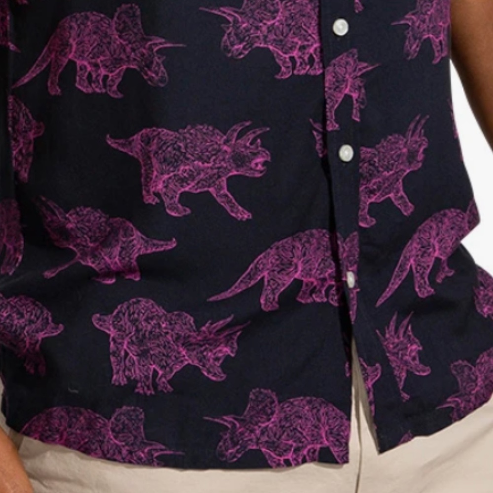 CHUBBIES Men's The Pink Triceratop (Rayon Full-Button) - L - Picture 12 of 12